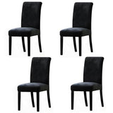 Velvet Stretch Removable Dining Chair Cover Covers Home Seat Slipcover (Black)