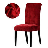 Velvet Stretch Removable Dining Chair Cover Covers Home Seat Slipcover (Wine Red)