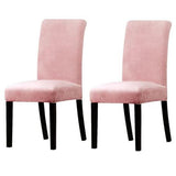 Velvet Stretch Removable Dining Chair Cover Covers Home Seat Slipcover (Light Pink)