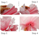 12 Tissue  Pompoms (Pink+ White+ Grey)