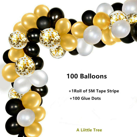 100 Balloon Arch (Black/Gold )