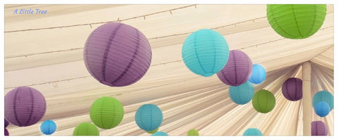12/24 Mixed Paper Lanterns (Lilac +Lime +Light Blue)