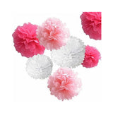 12  Tissue  Pompoms  (Pink+Hot Pink+White)