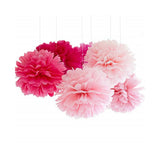 12  Tissue  Pompoms  (Pink+Hot Pink)