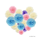 12 Tissue  Pompoms (Pink+ Light Blue+ Ivory+ Lilac )