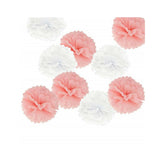 12 Tissue  Pompoms (Pink+ White)