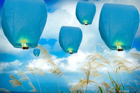 Blue Eco-Friendly Sky Lanterns Chinese Floating Sky Lanterns